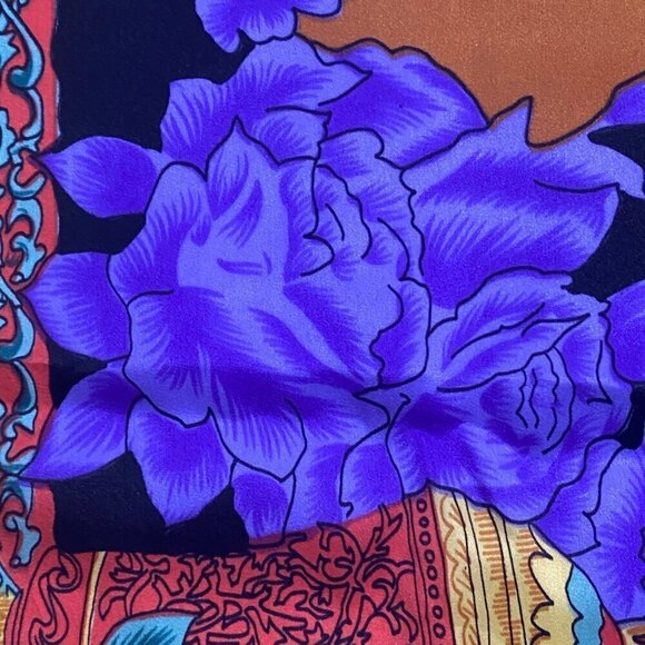 Huali 100% silk scarf large chinese vibrant colors - Picture 7 of 8